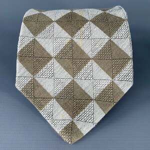 ZANZARA Grey Olive Checkered Silk Tie